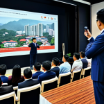 경매사 자격증이 유리한 업종 - Real Estate Auction Scene**

"A modern, well-dressed auctioneer in a modest suit, conducting a prope...