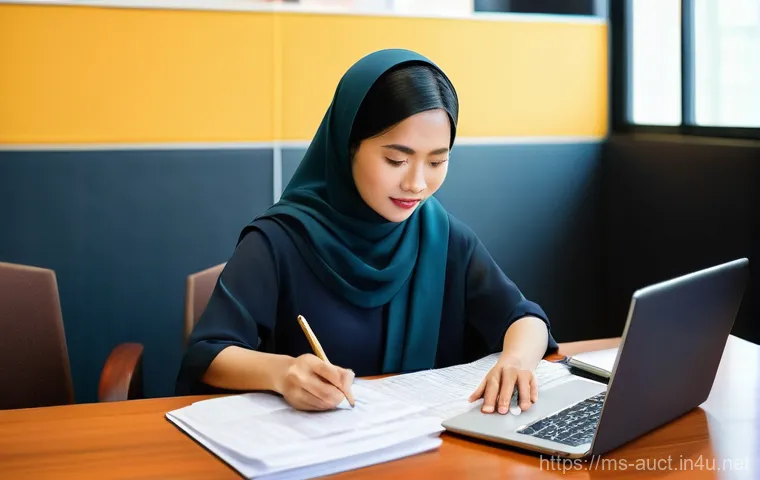 경매사 실기시험에서 발생할 수 있는 문제 해결 - **A Confident Malaysian Auctioneer Commanding the Stage**
    **Prompt:** "A charismatic and confide...