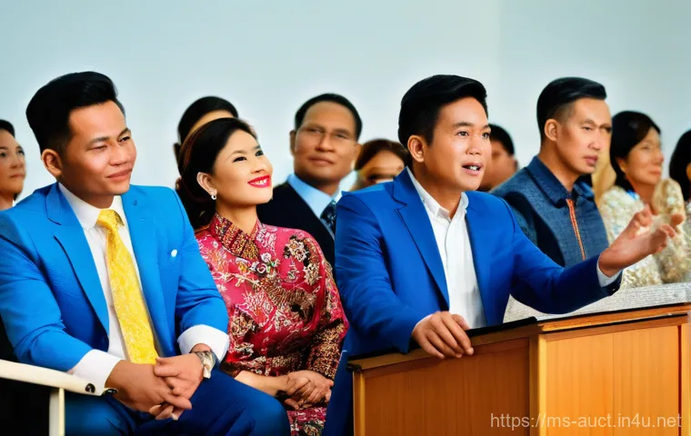 경매사 필수 법률 상식 정리 - **Prompt:** A diverse group of well-dressed Malaysian adults, including men and women in business ca...