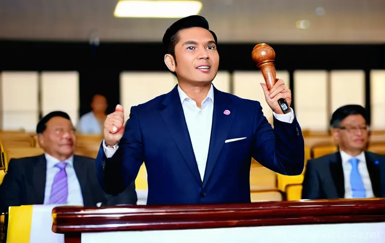 경매사 실무에 꼭 필요한 실습 방법 - **Prompt: The Charismatic Malaysian Auctioneer in Action**
A dynamic, medium shot of a confident...