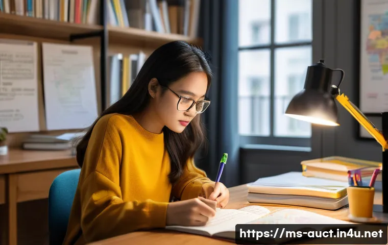 경매사 시험 대비 노트 작성 요령 - **Mind Map Mastery**
"A young, focused Malaysian female student (mid-20s, wearing modest, casual...